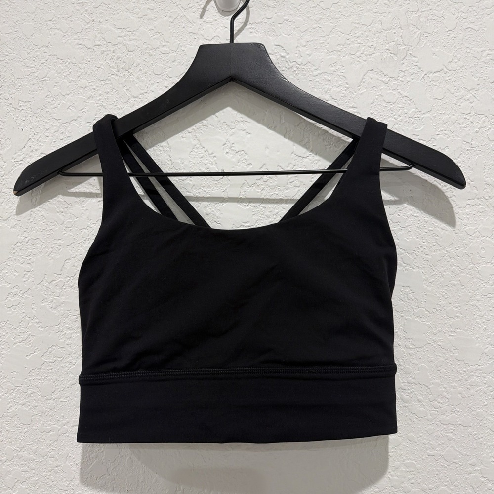 Lululemon Energy Longline Bra Medium Support Black Strappy Yoga Size 6